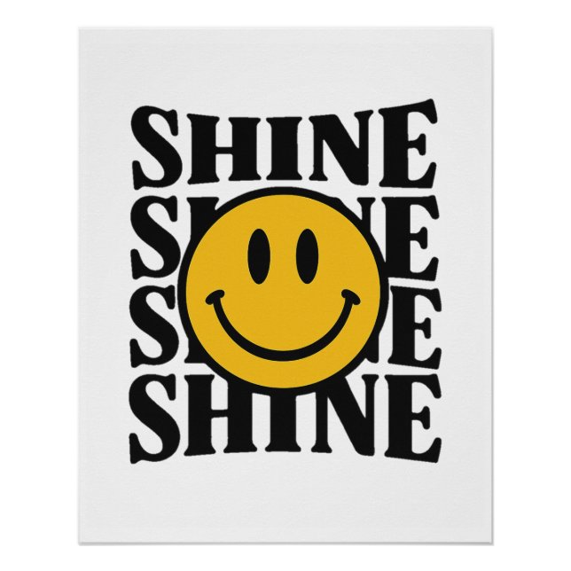 SHINE Retro Smiley Face Bold Typography Poster (Anverso)