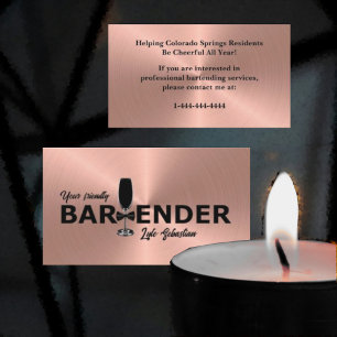 Shiny Rosa Gold Event Bartender tarjeta de visita