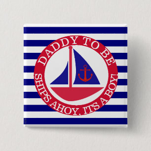 Ships Ahoy, es un botón de Baby Shower de chico
