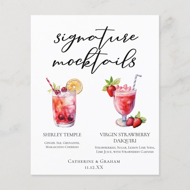 Shirley Temple Strawberry Daiquiri Menú de cóctele (Anverso)