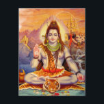 Shiva meditando la postal<br><div class="desc">El dios hindú Shiva se sienta a meditar en el Himalaya en una montaña de pico alto que simboliza la altura alcanzada y mantenida. Está usando un taparrabo de piel de antílope y sentado sobre una piel de tigre. Una serpiente serpentea alrededor de su cuello. Shiva es uno de los...</div>