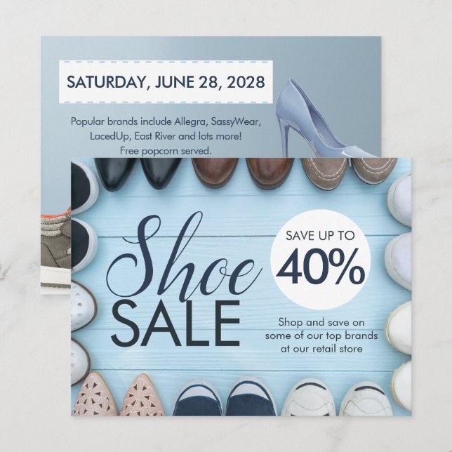Shoe Sale | Tienda minorista | Tarjeta plana de de (Anverso / Reverso)