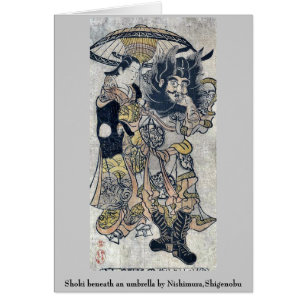 Shoki debajo de un paraguas por Nishimura,