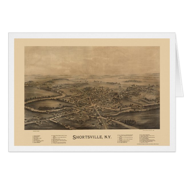 Shortsville, mapa panorámico de NY - 1892 (Anverso (Horizontal))