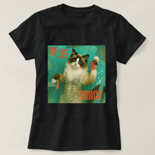 Showcat Diva Cat Meme Y2K Glam Gracioso Camisa (Diseño del anverso)