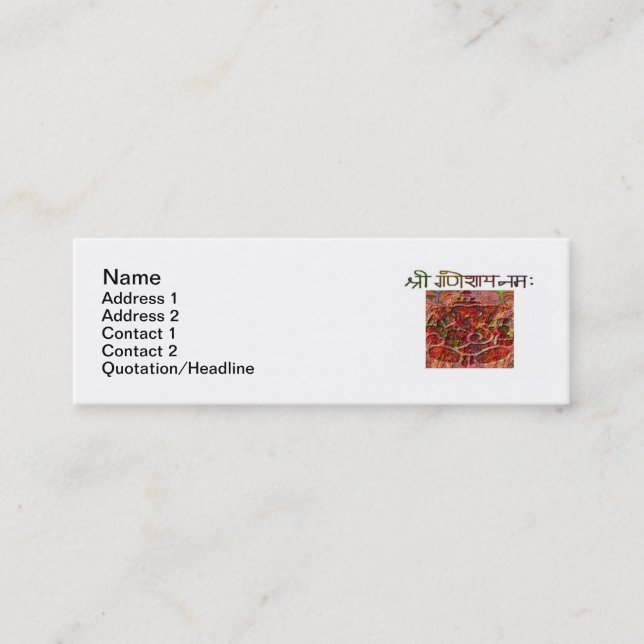 Shree Ganeshay Nama 3" flaco" tarjeta de visita x1 (Anverso)