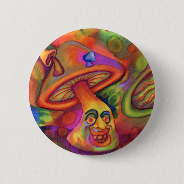 "Shroomin" Botón Sólido Psicodélico (Anverso)
