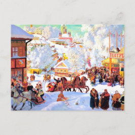"Shrovetide" de Boris Kustodiev, postal de vacacio