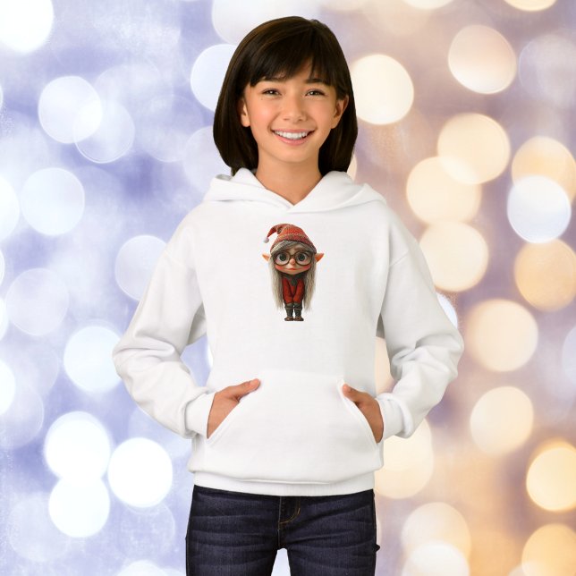 Shy Chica Navidades Elf Chica Hoodie (Subido por el creador)