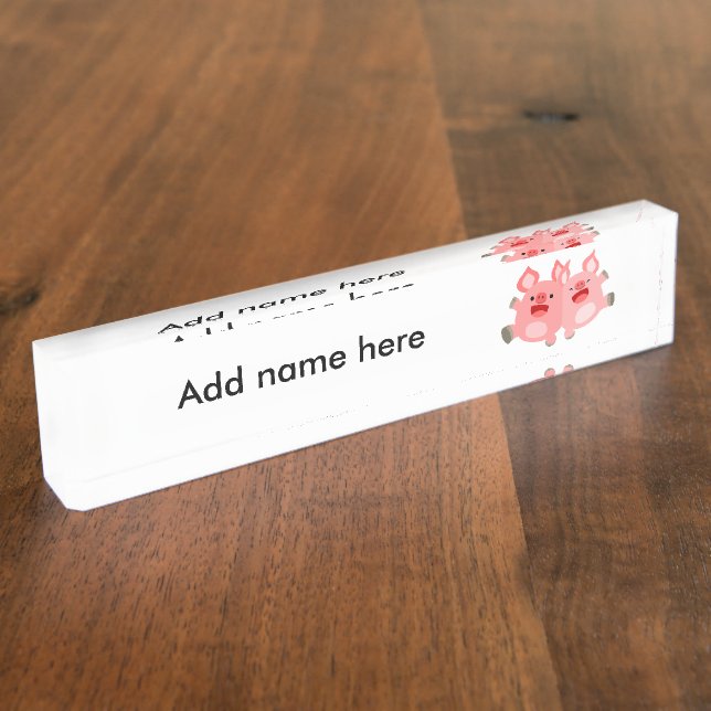 ¡SÍ! Cuta Personalizado Cerdos Nombre Placa (Lateral)