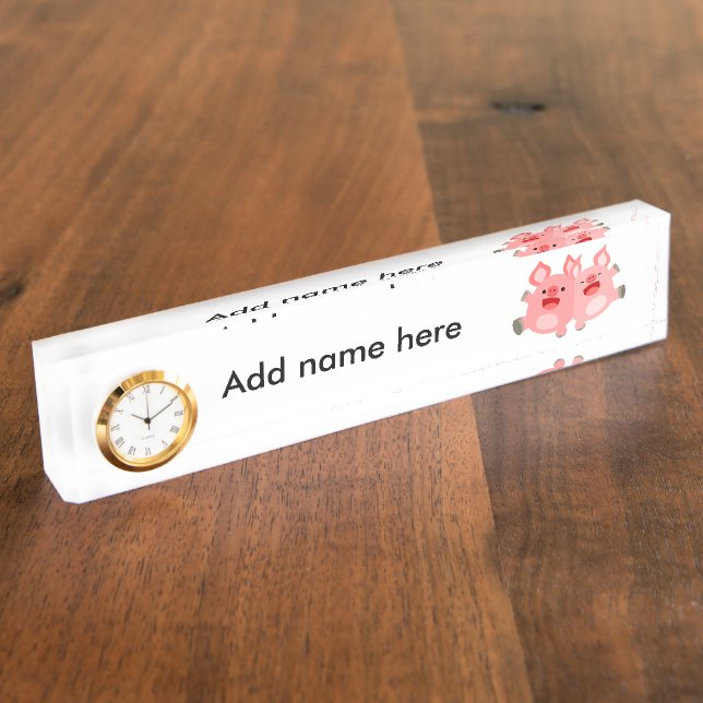 ¡SÍ! Cuto Personalizado de cerdos Nombre Placa con (Lateral)