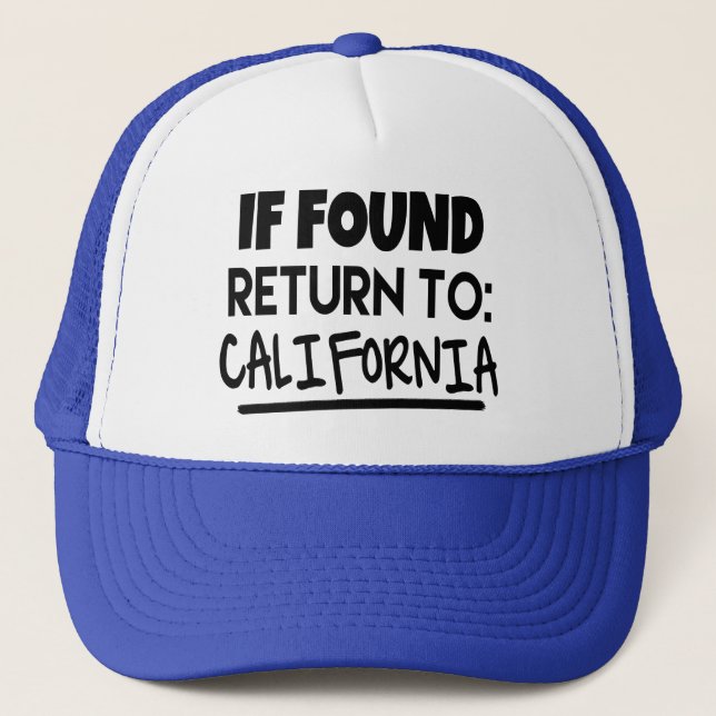 Si está encontrado, vuelva al gorra de California (Anverso)