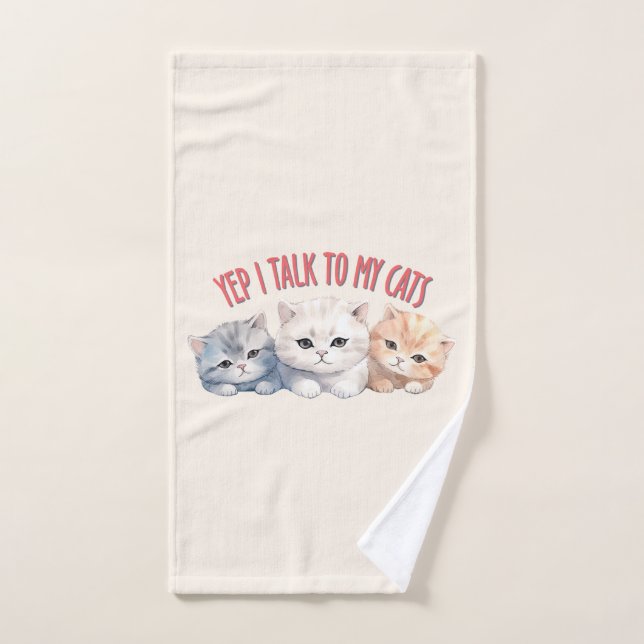 Sí, hablo con mis gatos - Adorable diseño de trigo (Toalla de mano)
