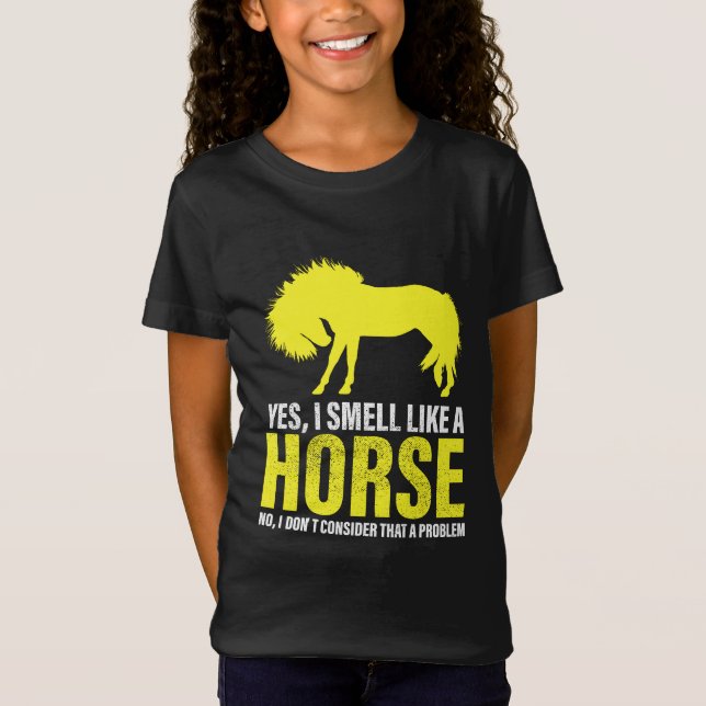 Sí, huelo como un caballo en una camiseta amarilla (Anverso)