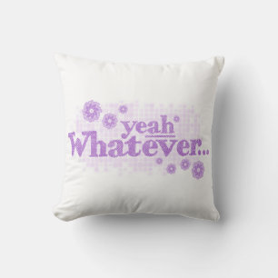 sí lo que sea almohada de cojín blanco púrpura