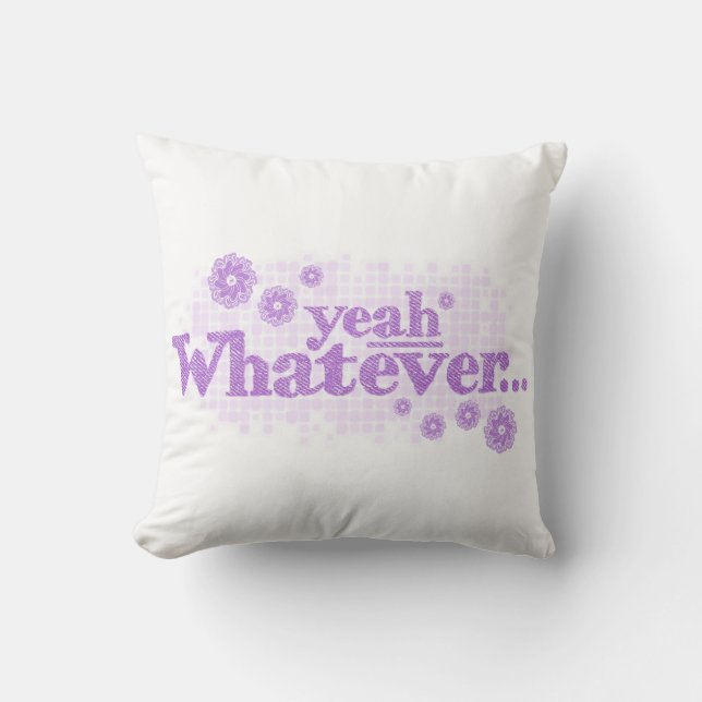 sí lo que sea almohada de cojín blanco púrpura (Anverso)
