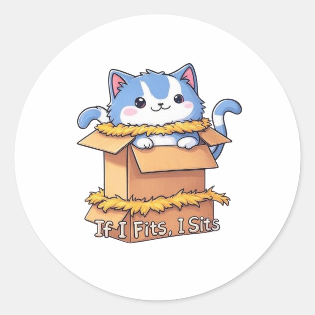 Si me adapto, pongo un Pegatina de gato en caja (Anverso)