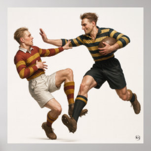 Si va alto - Impresión de Rugby de época