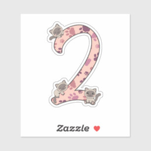 Siamés Segundo Cumpleaños Para Niños Pegatinas De 