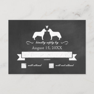 Siberiana Husky Silhouettes Boda Respuesta de RSVP