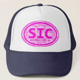 SIC Sea Isle City NJ Pink Floral Beach Tag Gorra