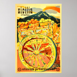 Sicilia, Italia, póster de viaje