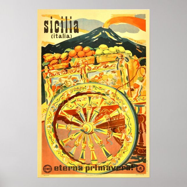 Sicilia, Italia, póster de viaje (Frente)