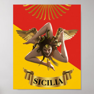 Sicilia / Medusa siciliana Trinacria  Póster