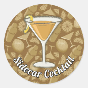 Sidecar Cocktail Classic Round Pegatina