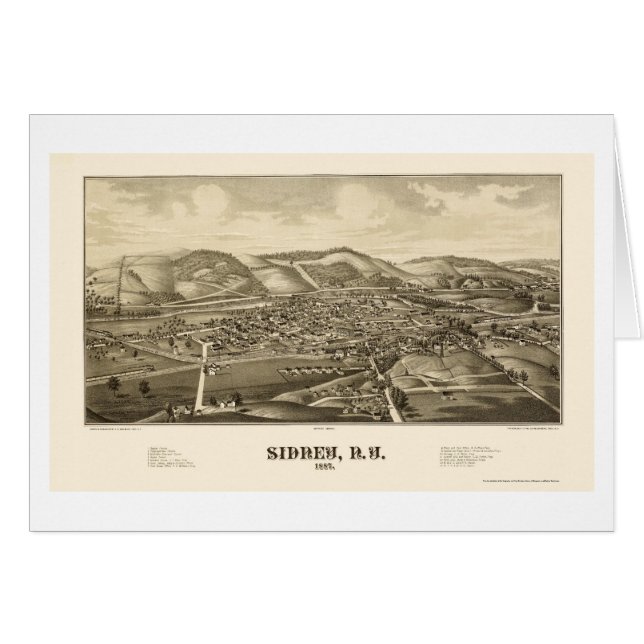Sidney, mapa panorámico de NY - 1887 (Anverso (Horizontal))