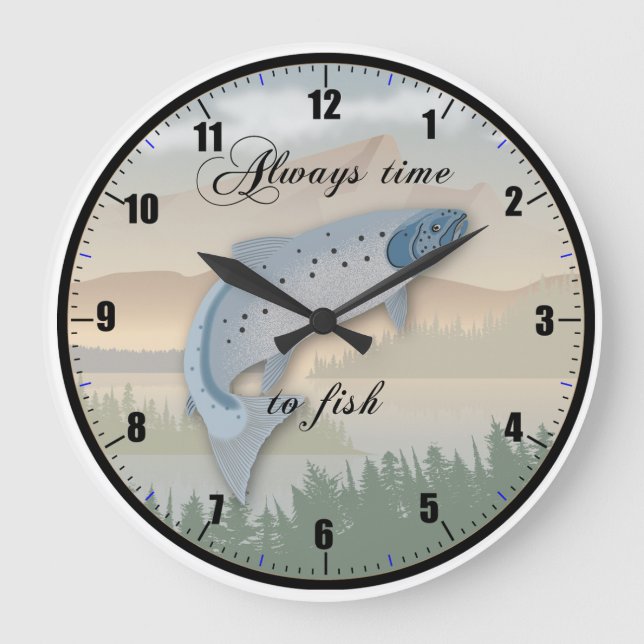 "Siempre es el momento de pescar" reloj de pared (Anverso)