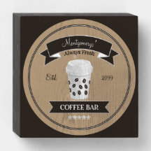 Siempre Fresco Café Bar Rótulo Caja de madera