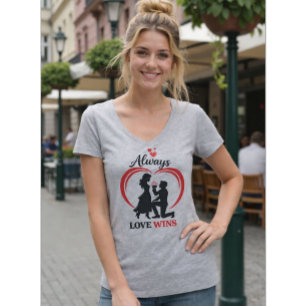 Siempre Gana el Amor Mujer Camiseta Cuello en V
