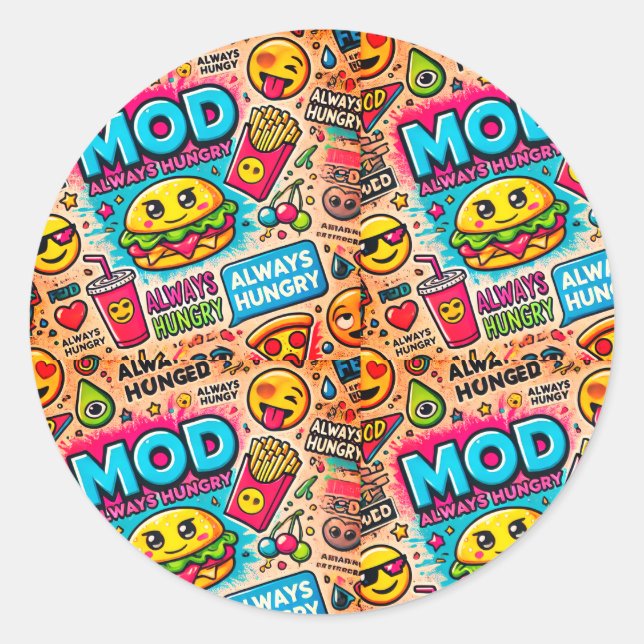 Siempre hambriento Pegatina - Diversión y diseño r (Anverso)