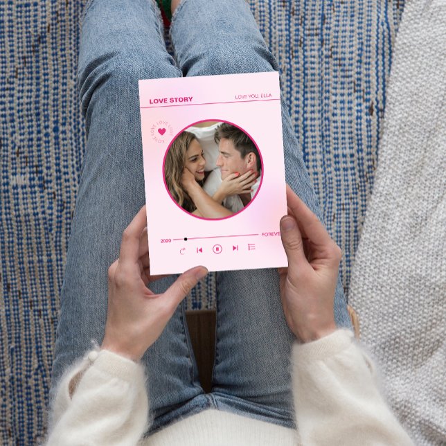 Siempre Love Pink Heart Photo Valentines Card (Forever Love Pink Heart Photo Valentines Day Card)