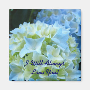 ¡Siempre te amaré! imán Hydrangeas azules