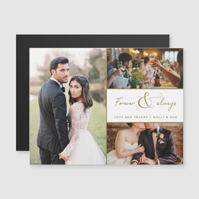 Siempre y siempre Boda de fotos de oro gracias (Anverso/Reverso)