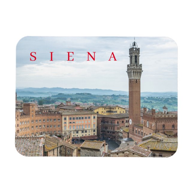 Siena Torre del Mangia ver imán de nevera (Horizontal)