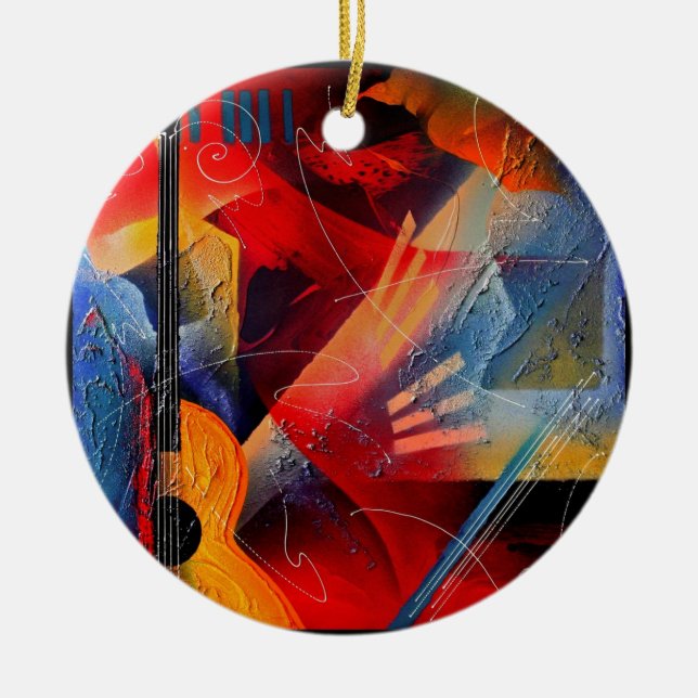 "Sienta ornamento del día de fiesta de la música" (Frente)