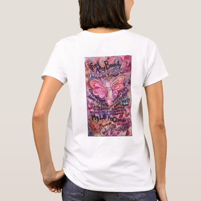 Siente mi bella camiseta Angel Cáncer Rosa (Reverso)
