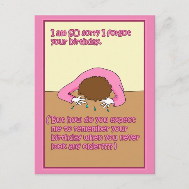 Siento haber olvidado tu tarjeta de cumpleaños (Anverso)