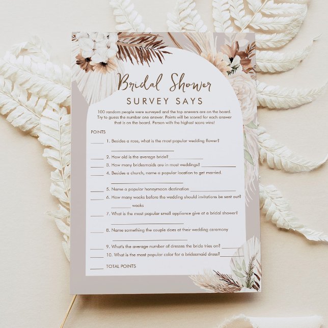 SIERRA Boho Bridal Shower Survey dice tarjeta de j (Subido por el creador)