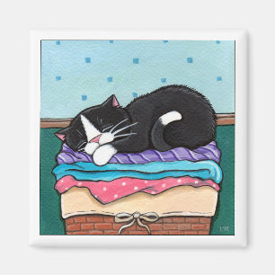 Siesta del día del lavadero - imán del gato