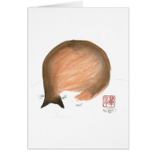 Siesta del gato, gato Enso de Sumi-e en color