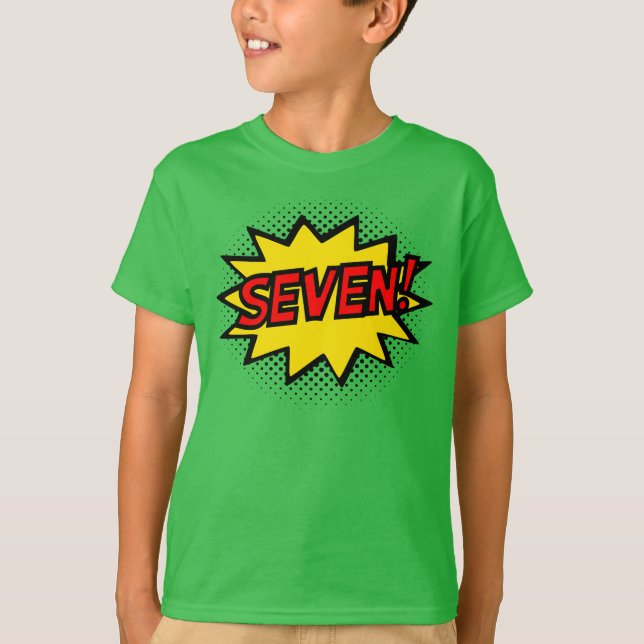 ¡SIETE! 7mo Camiseta del logotipo del super héroe (Anverso)