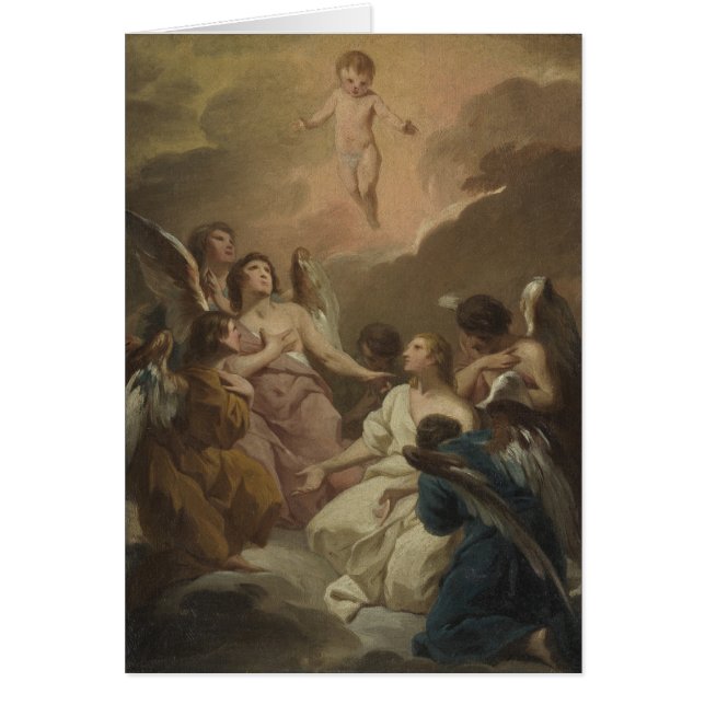 Siete ángeles alabando al niño Cristo religioso (Frente)