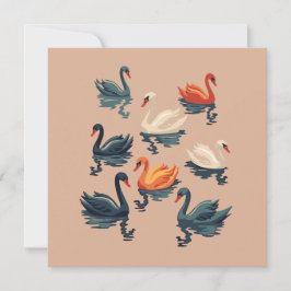 Siete Cisnes Nadando Plantilla de Corte al Estilo 