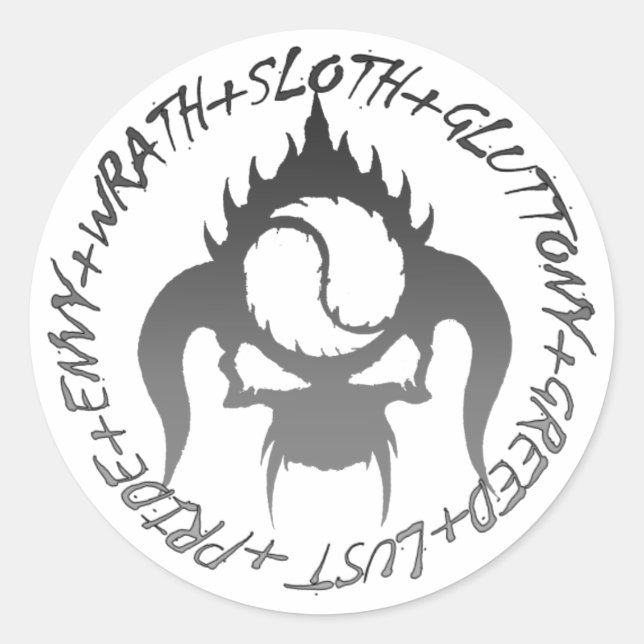 Siete pecados mortales Pegatina redondo clásico 20 (Anverso)