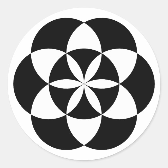 Siete Pegatinas de flores de círculo, BW (Anverso)