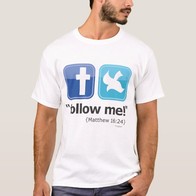 "sígame!" La camiseta social de los hombres (luz) (Anverso)